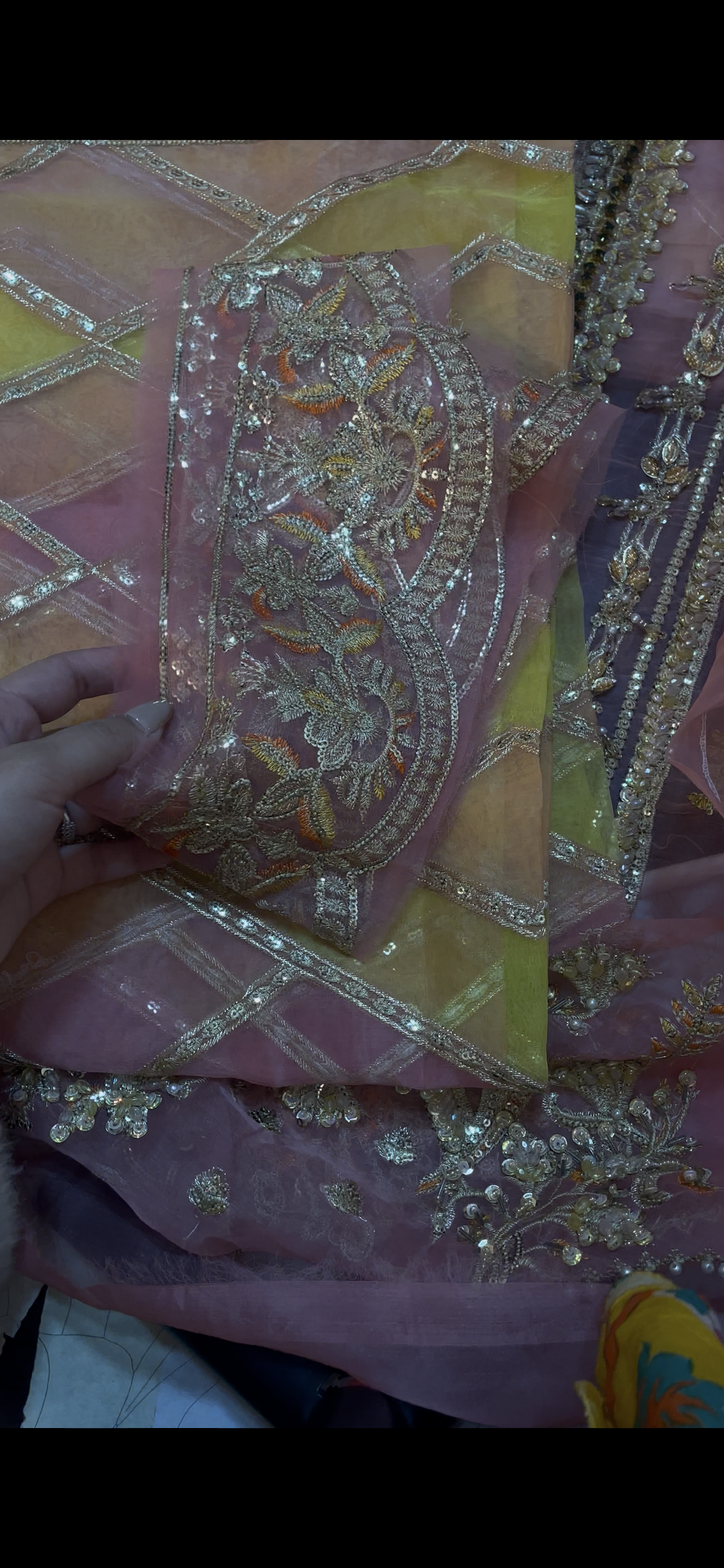 Pink Organza 2pc double tone dupta