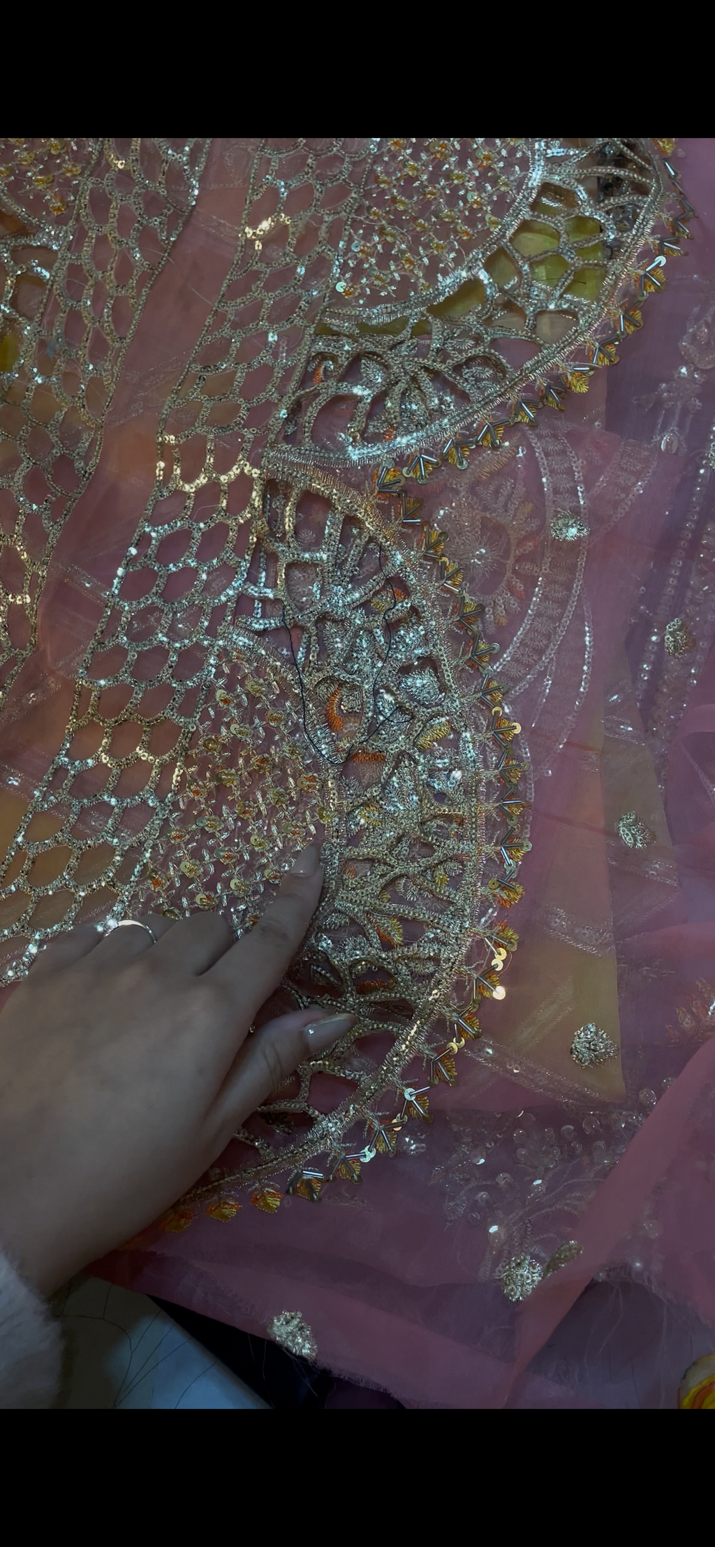 Pink Organza 2pc double tone dupta