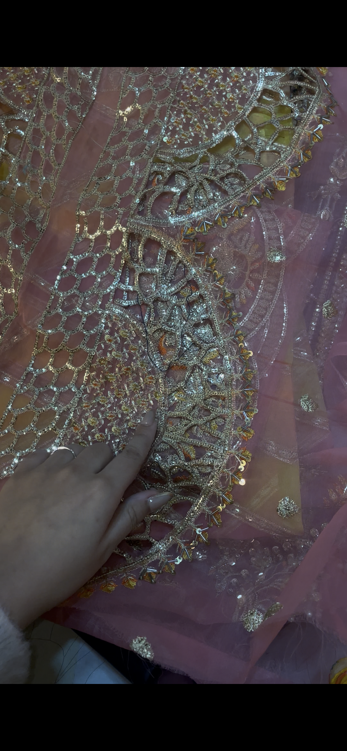 Pink Organza 2pc double tone dupta