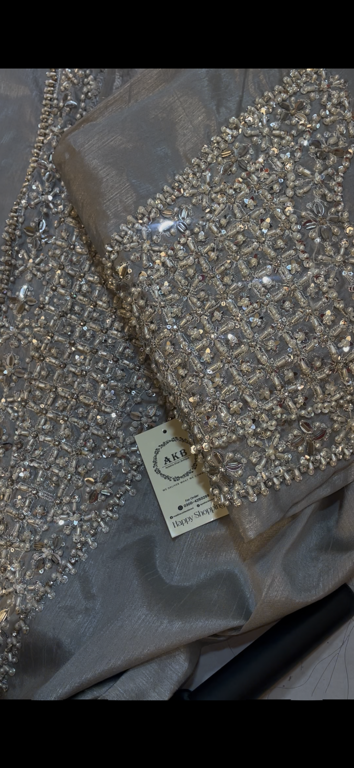 Hussain Rehar Lucent Gray 2pc shirt Dupta