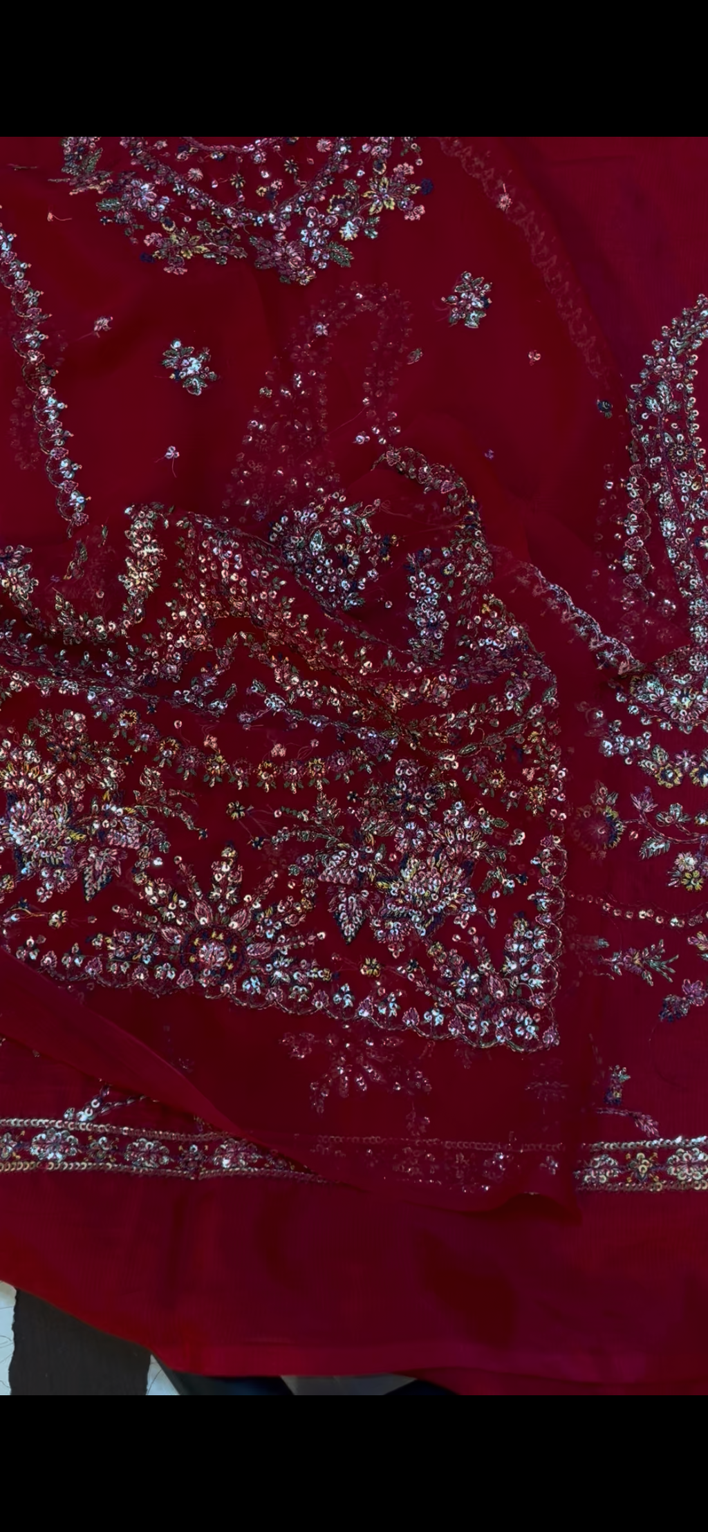 Hussain Rehar Red Chiffon (SU)