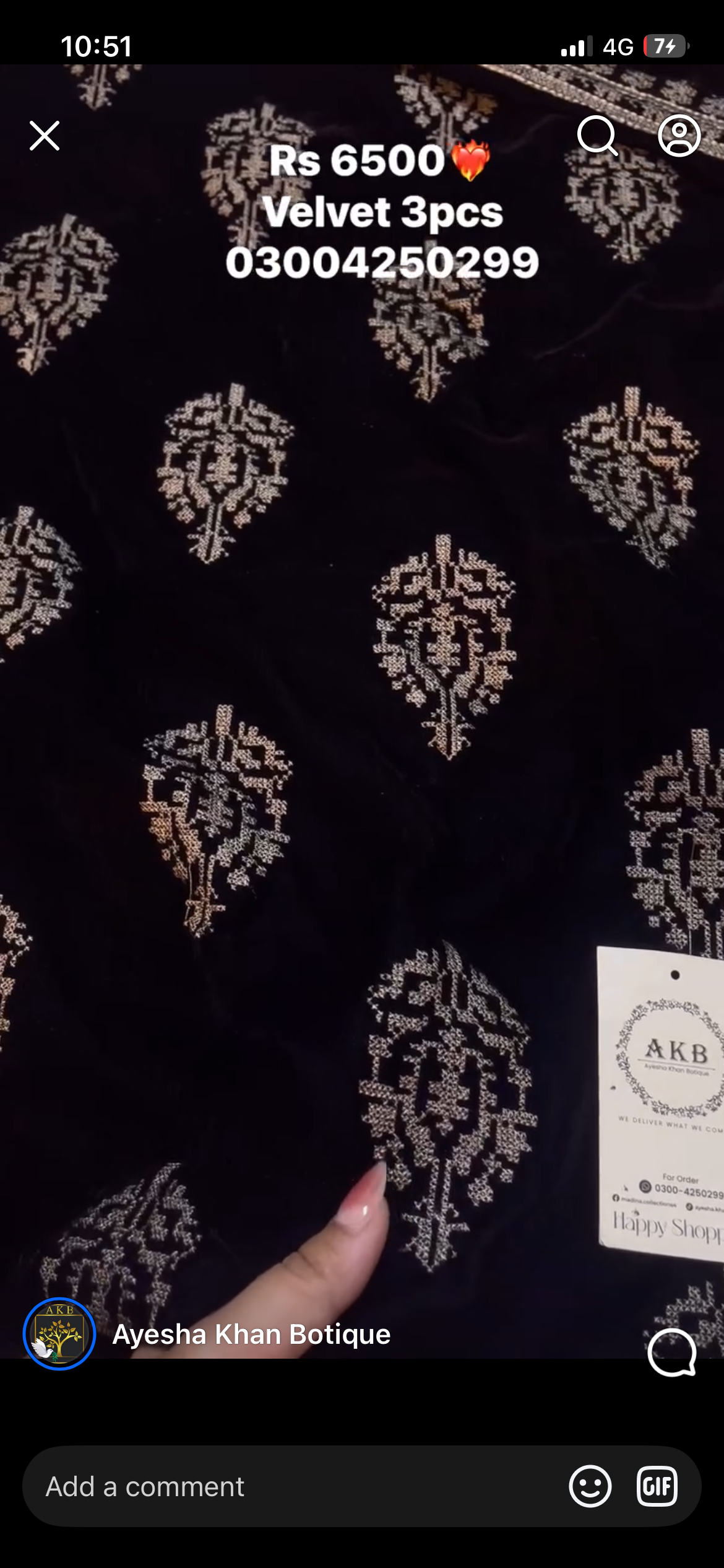 Velvet black cross krhai