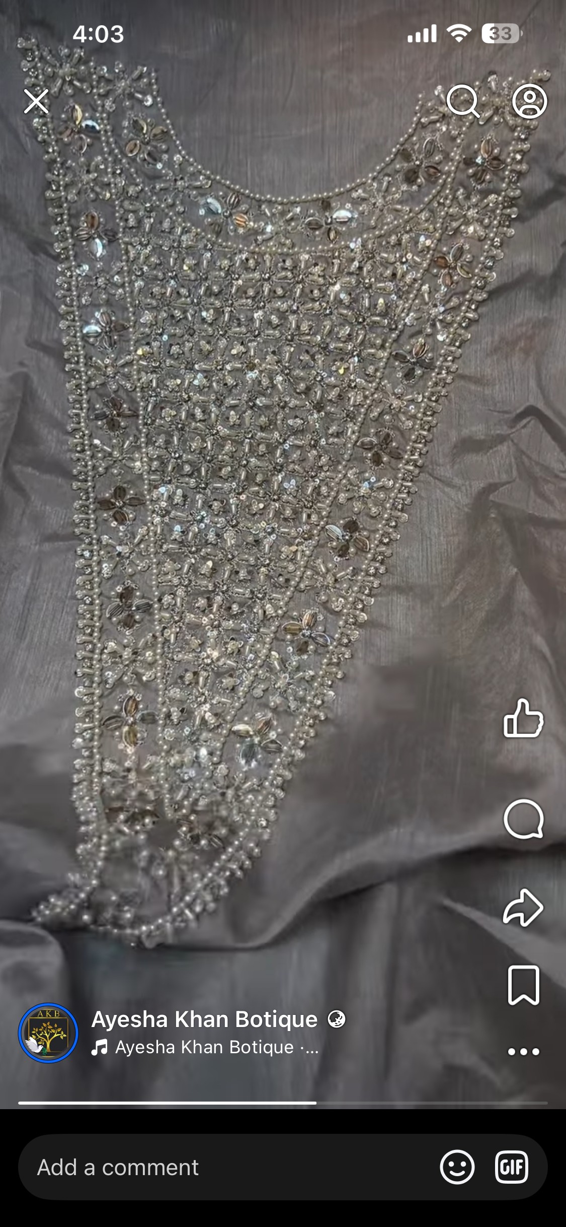 Hussain rehar lucent grey front dupata