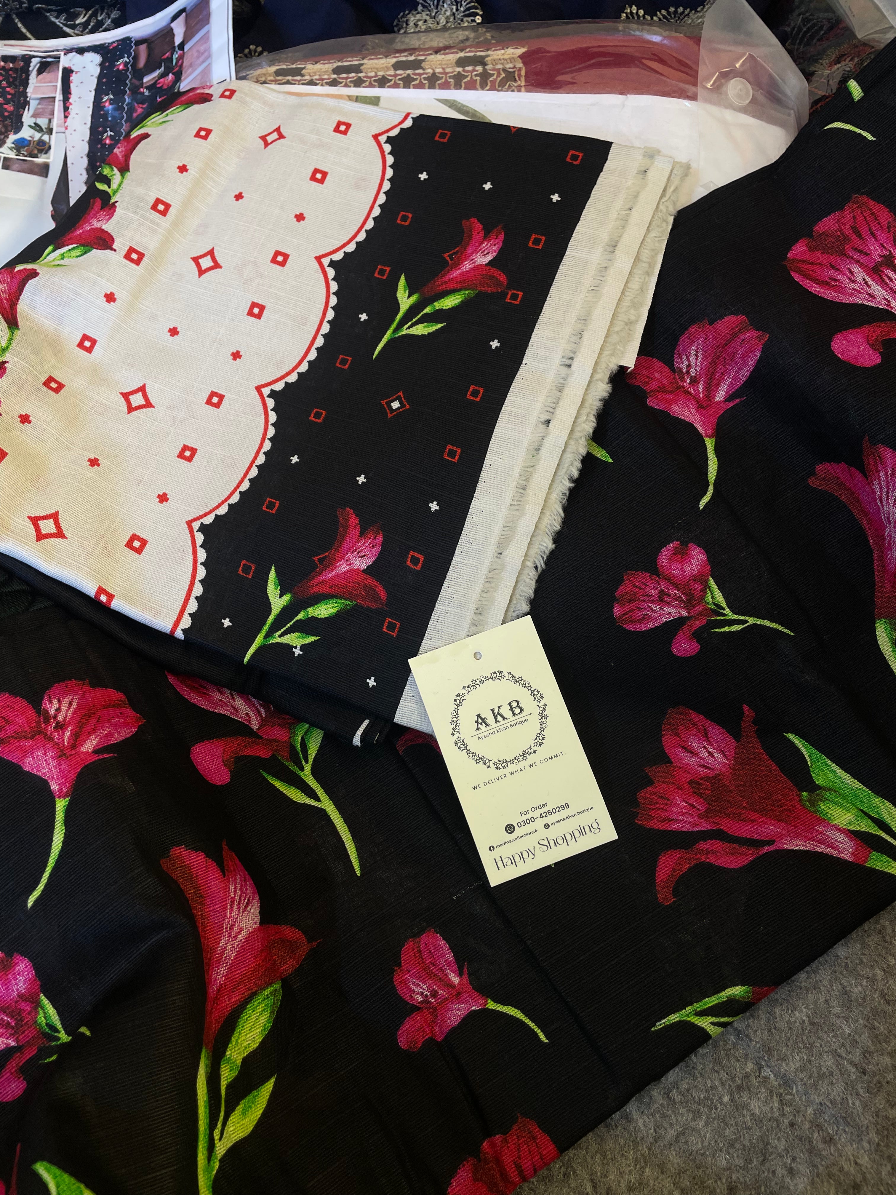 Mprint black khaddar