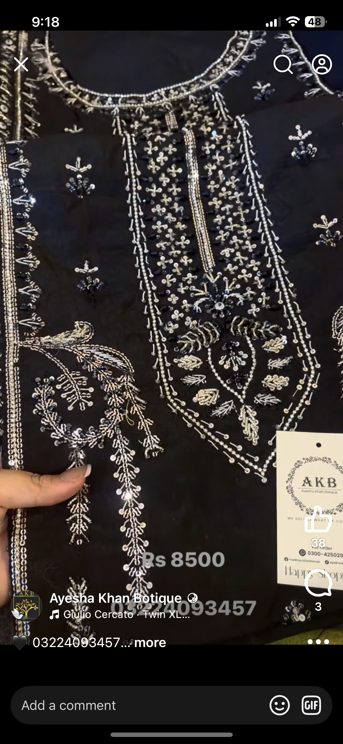 Gulal black raw silk