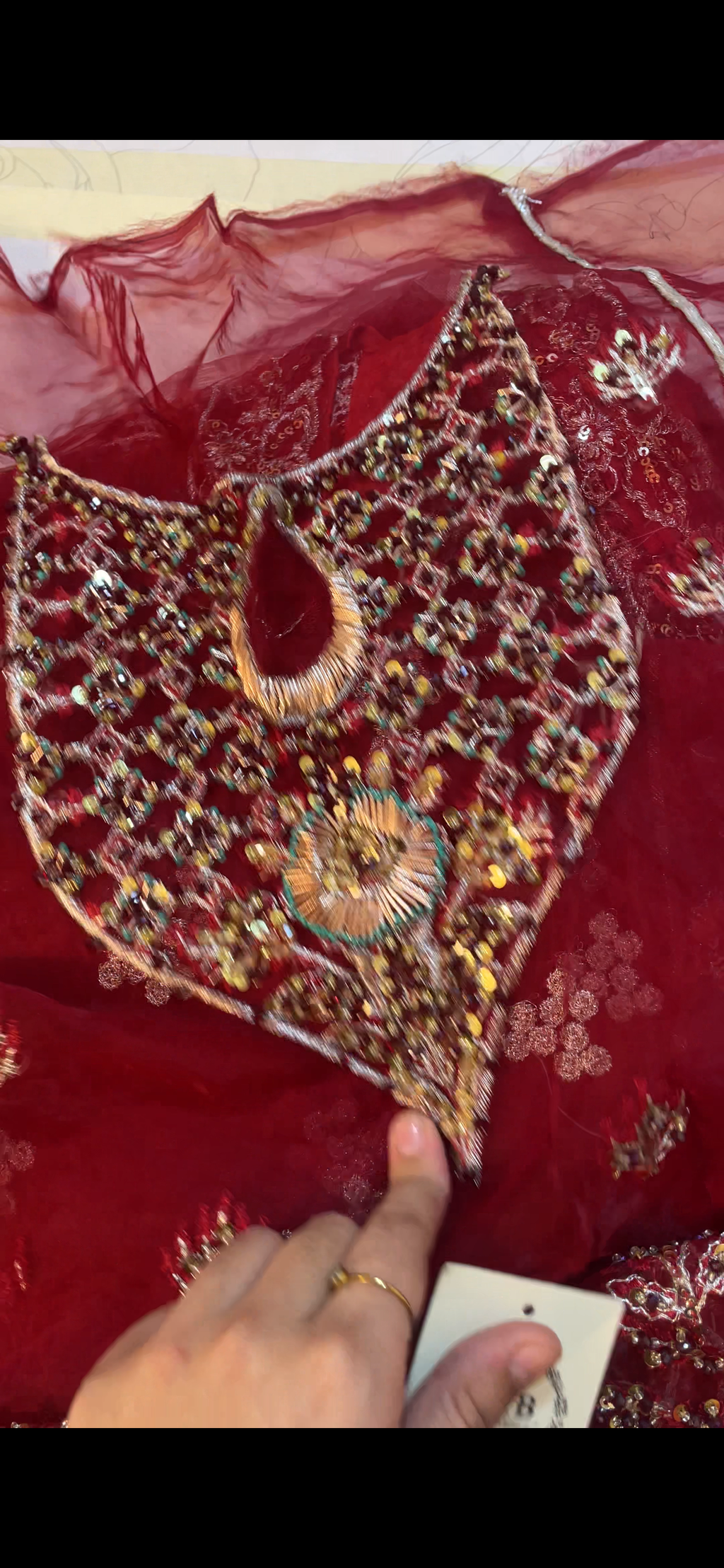 Red Orgnza with net Dupta