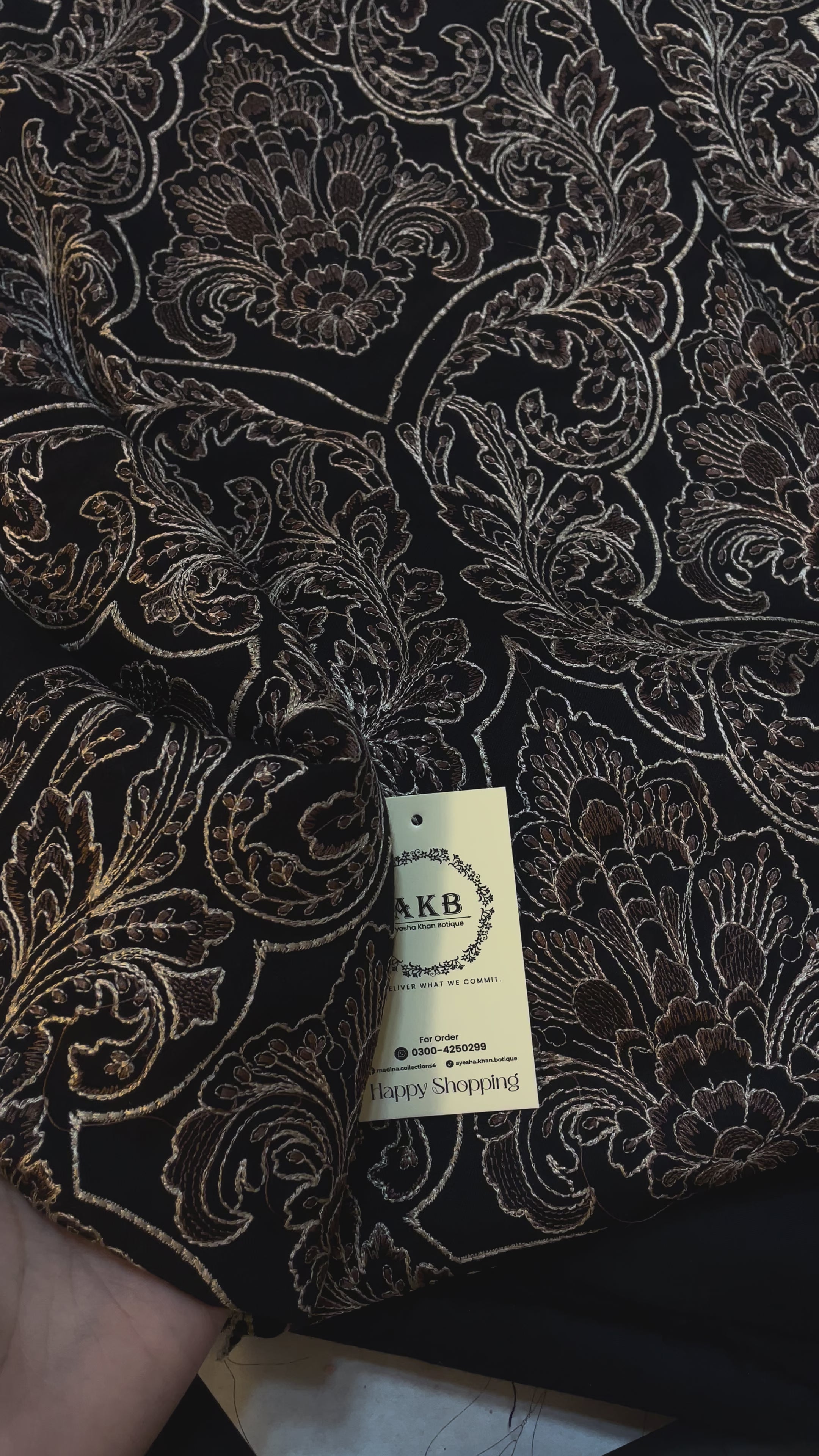 Dhanak black 3pcs heavy shawl plain suit