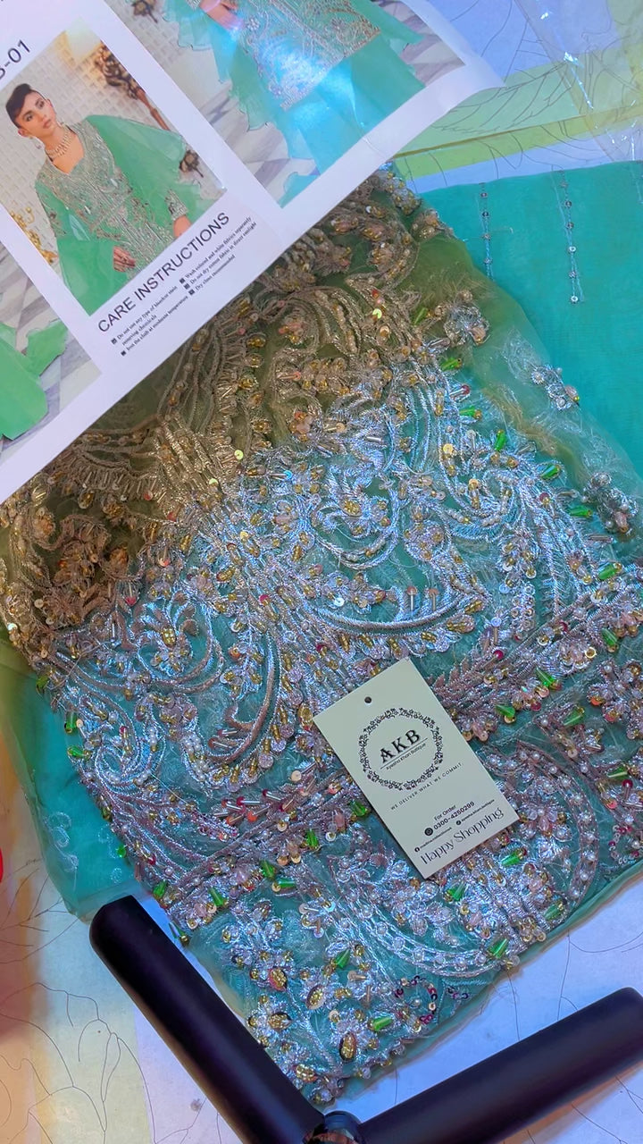 Republic womenswear aqua gown style shirt dupata 2pca