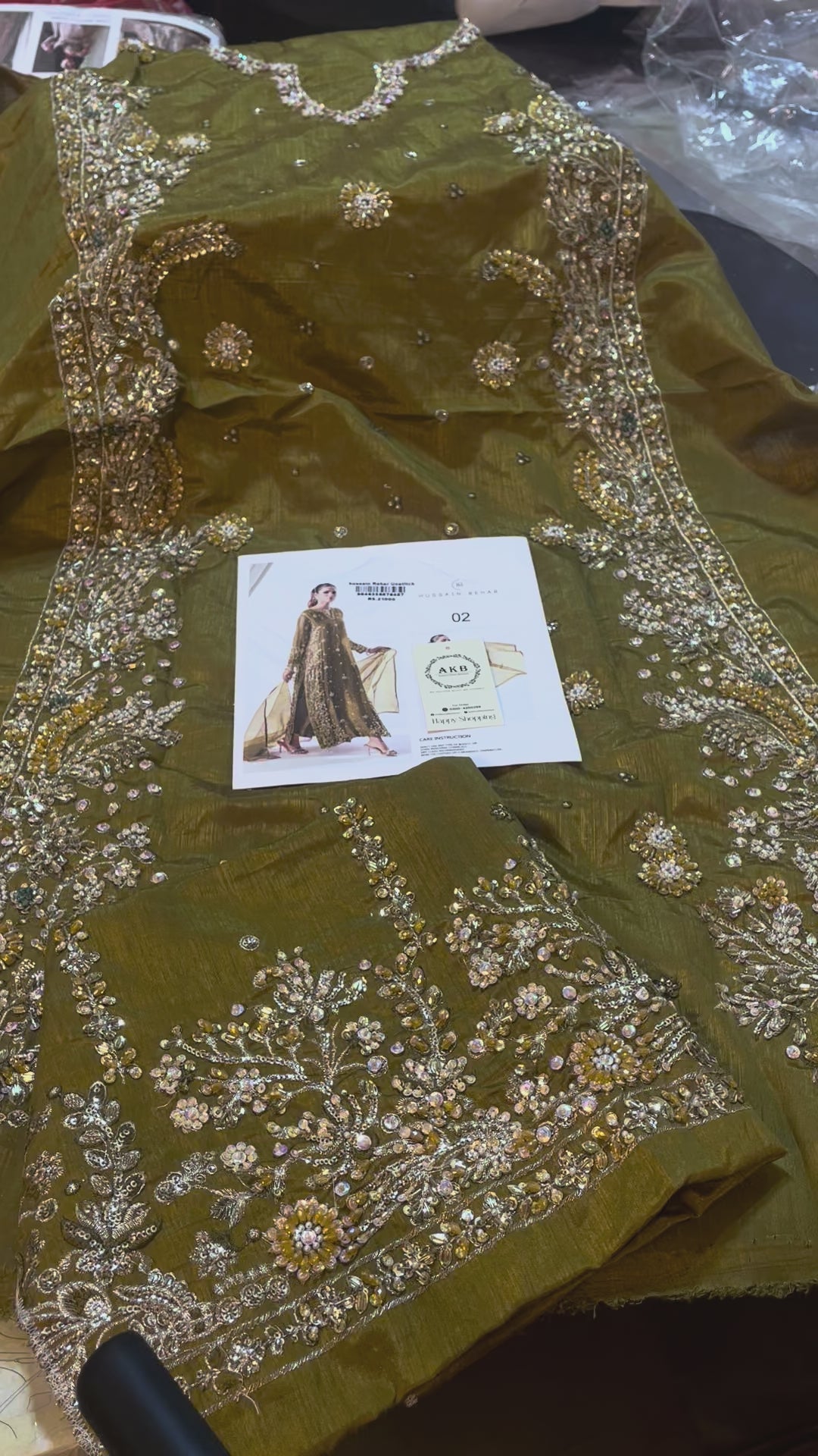 Hussain Rehar Mehndi Color raw silk 3pcs